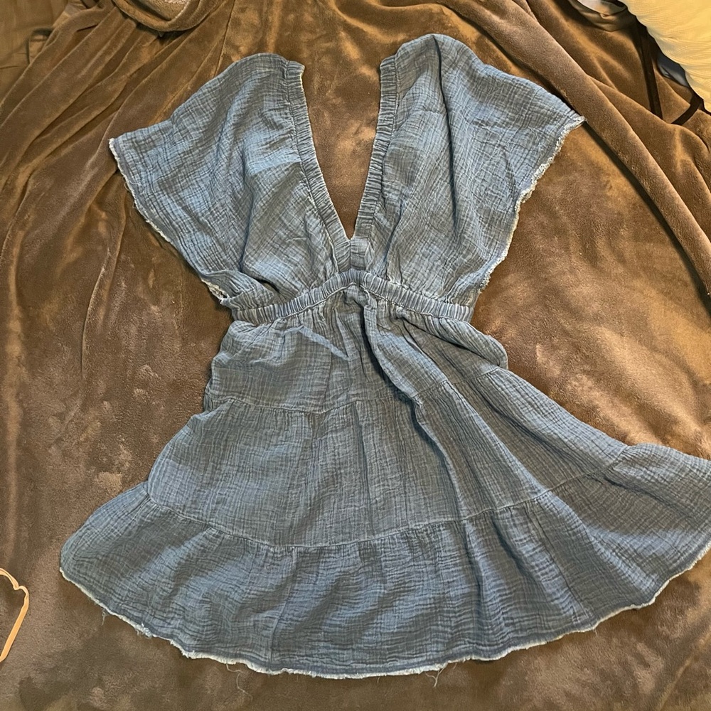 Aerie Gauzy V-Neck Dress